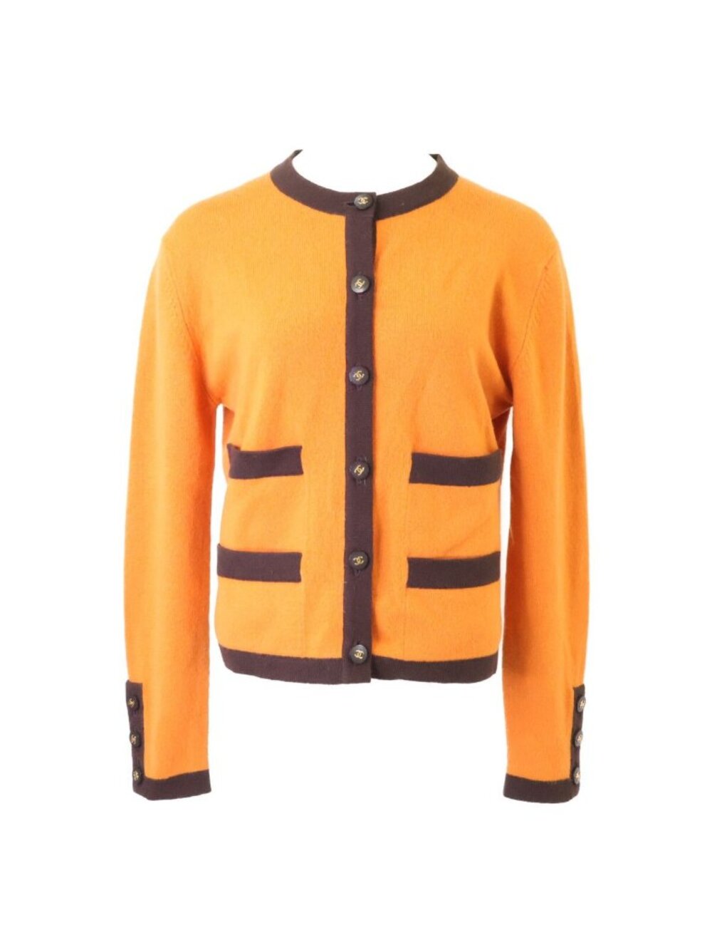 Chanel 96A Cashmere 100 CC Logo Button Cardigan 38